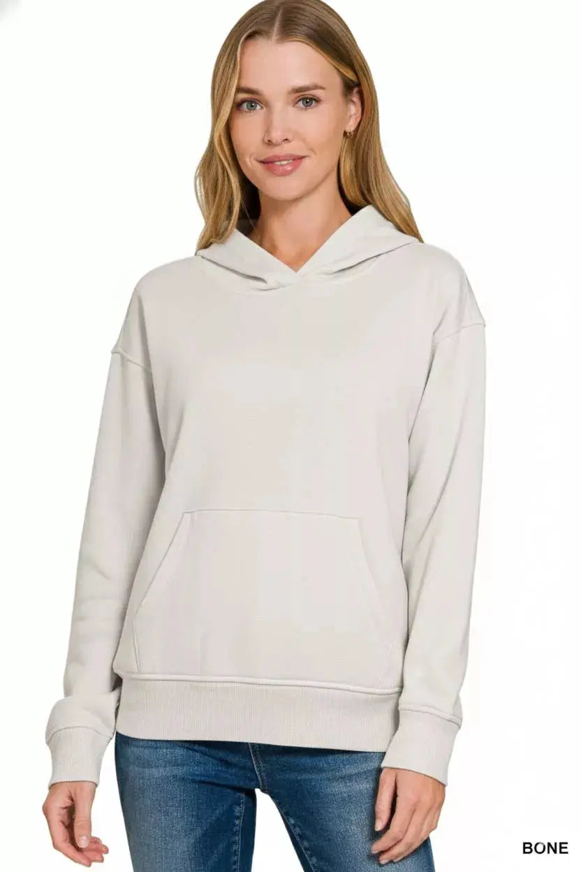 Zenana Fleece Kangaroo Pocket Hoodie  Style Ratio
