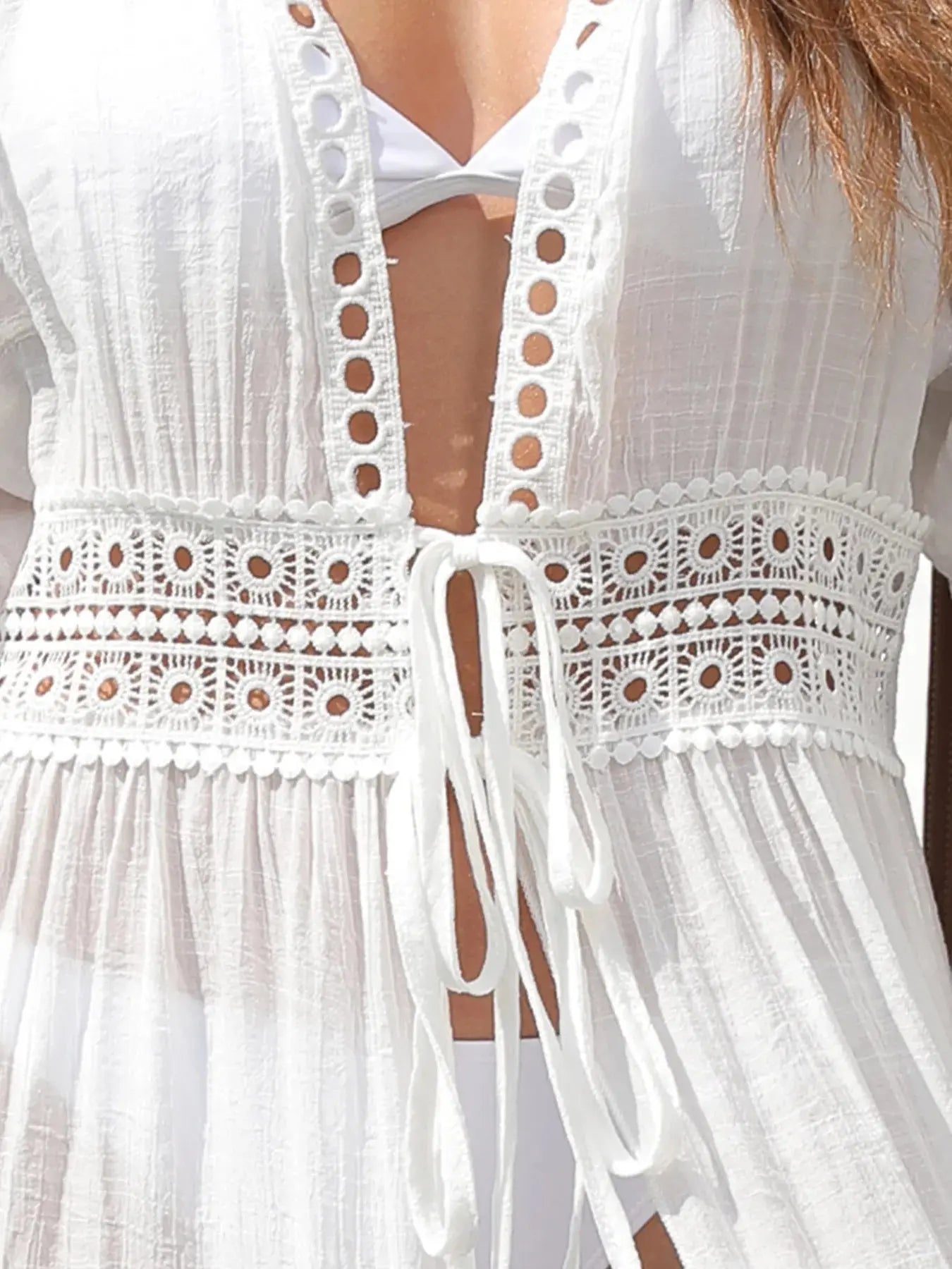 Lace Trim Plunging Beach Cover Up  Style Ratio