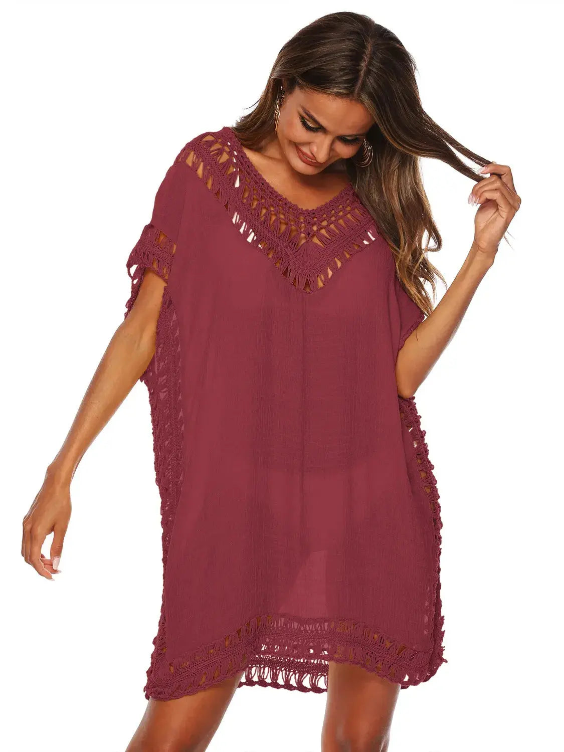 Bohemian Crochet Trim Beach Cover Up  Style Ratio