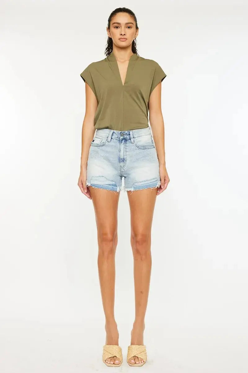 Kancan High Rise Raw Hem Denim Shorts  Style Ratio
