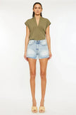 Kancan High Rise Raw Hem Denim Shorts  Style Ratio
