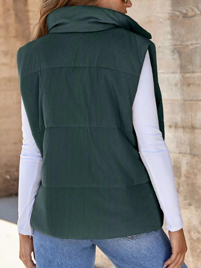 Corduroy Zip Up Vest Coat  Style Ratio