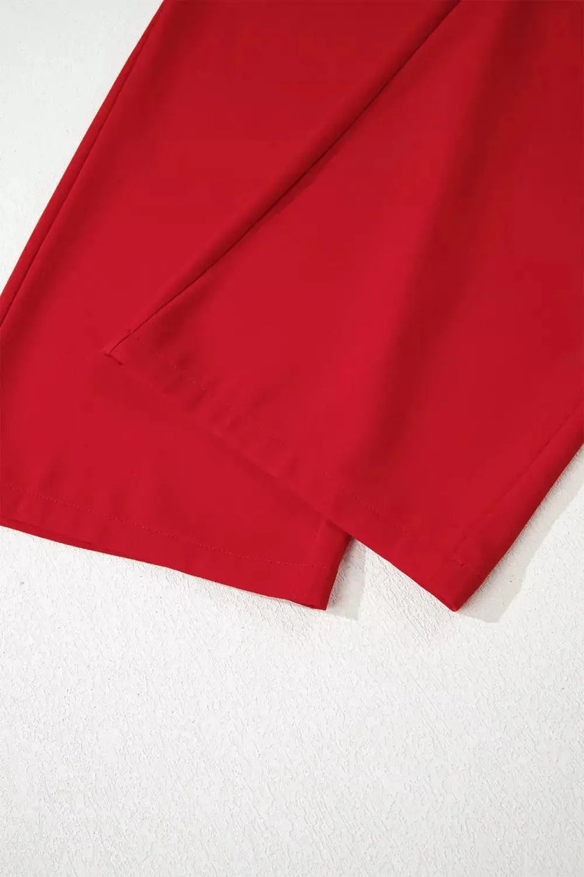 Pleated Detail Pull On High Elastic Waist Loose Straight Pants  Style Ratio
