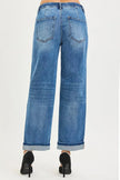 RISEN Elastic Band Slouch Ankle Boyfriend Cuffed Hem Jeans  Style Ratio