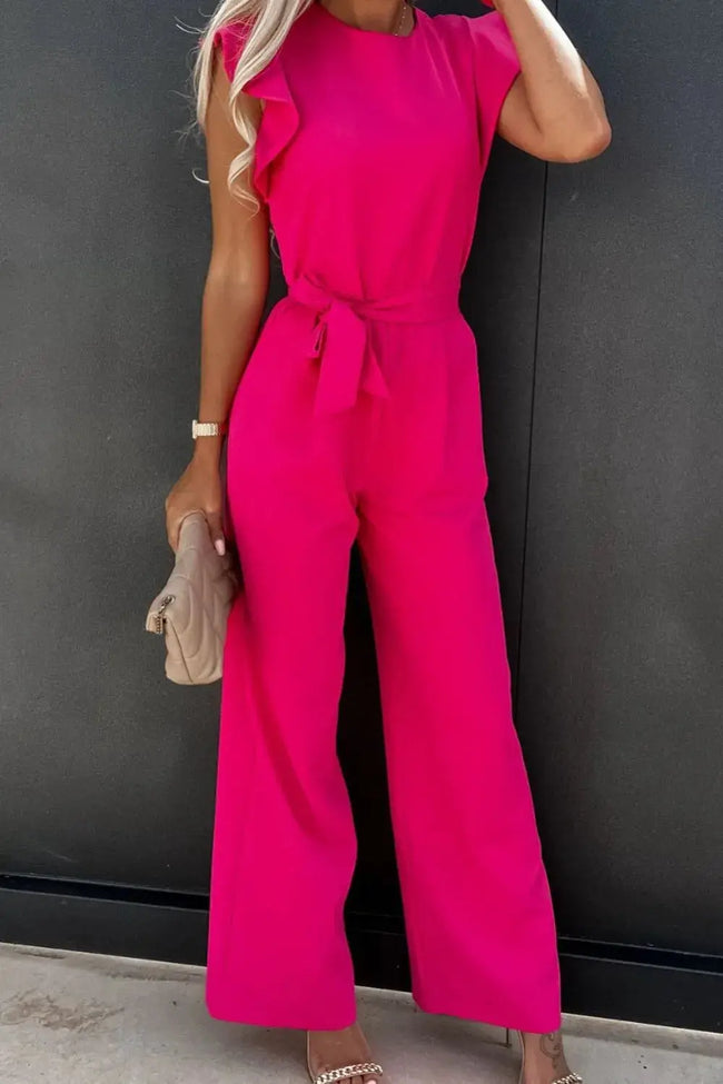 Round Neck Cap Sleeve Jumpsuit  Style Ratio