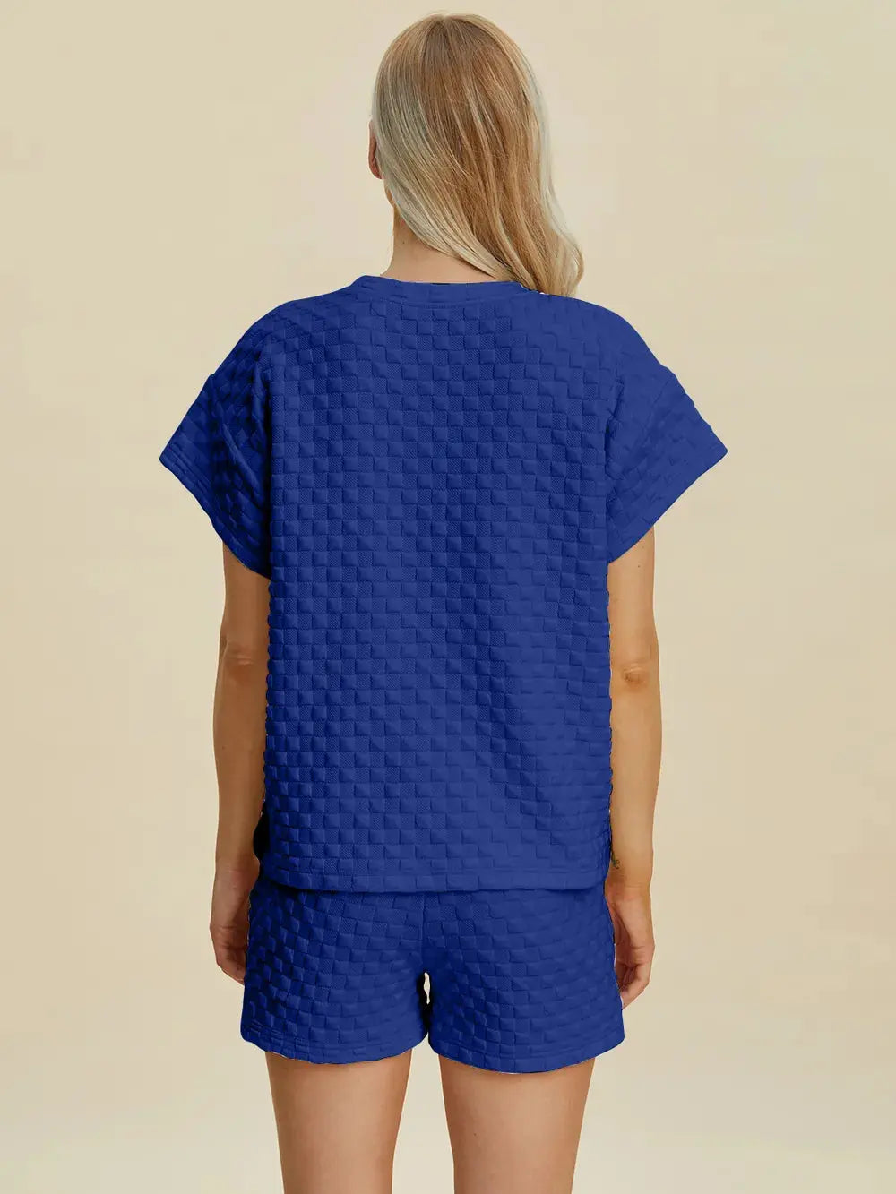 Double Take Full Size Texture T-Shirt and Shorts Set  Style Ratio