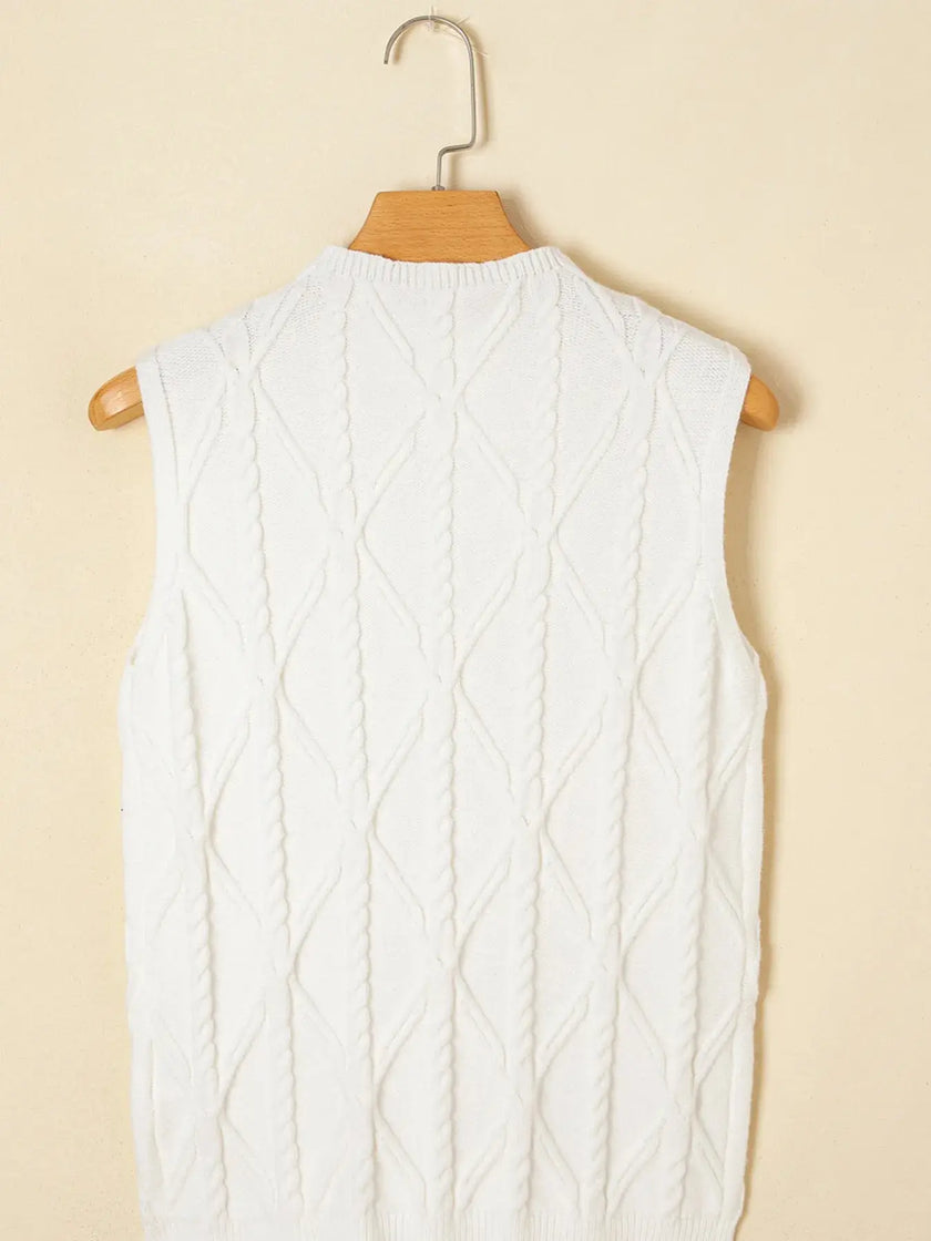 Pearled Mock Neck Textured Knit Sweater  Style Ratio