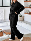 Collared Sweatshirt and High Waist Pants Active Set  Style Ratio