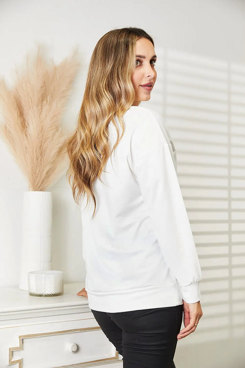 Simply Love Graphic Dropped Shoulder Round Neck Sweatshirt  Style Ratio