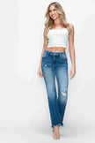 bytos Full Size Raw Hem Distressed Mid Rise Straight Jeans  Style Ratio