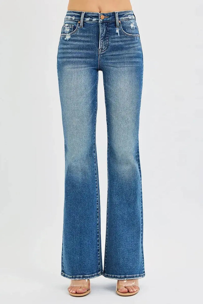 RISEN Full Size Tummy Control High Rise Flare Jeans  Style Ratio