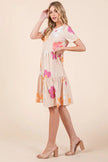 Bombom Floral Round Neck Short Sleeve Tiered Dress  Style Ratio