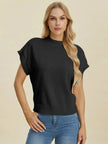Double Take Full Size Mock Neck Short Sleeve Sweater  Style Ratio