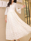 Lace 3/4 Sleeve Midi Dress  Style Ratio