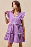 BiBi Gameday Theme Contrast Binding Ruffled Dress  Style Ratio