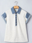 Contrast Trim Button Detail Short Sleeve Shirt  Style Ratio