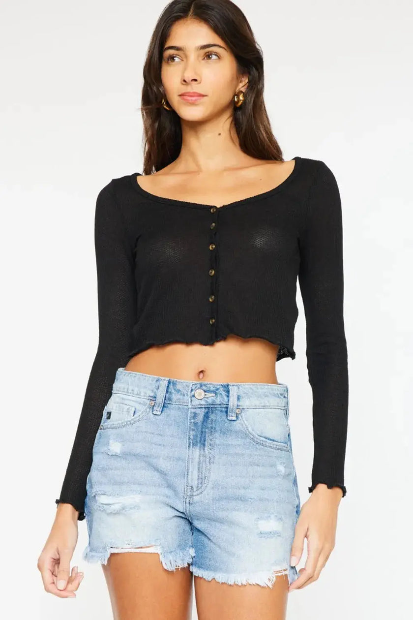Kancan High Waist Frayed Denim Shorts  Style Ratio