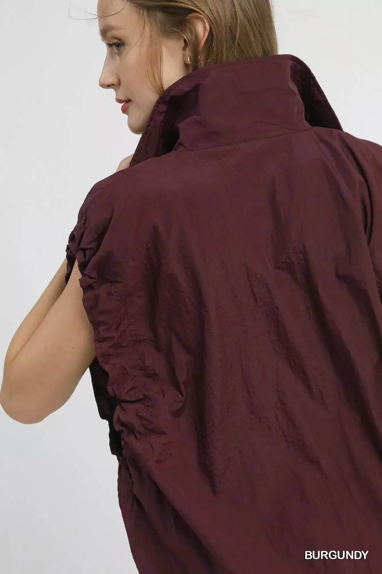 Umgee Drawstring Hem Nylon Vest with Pockets  Style Ratio