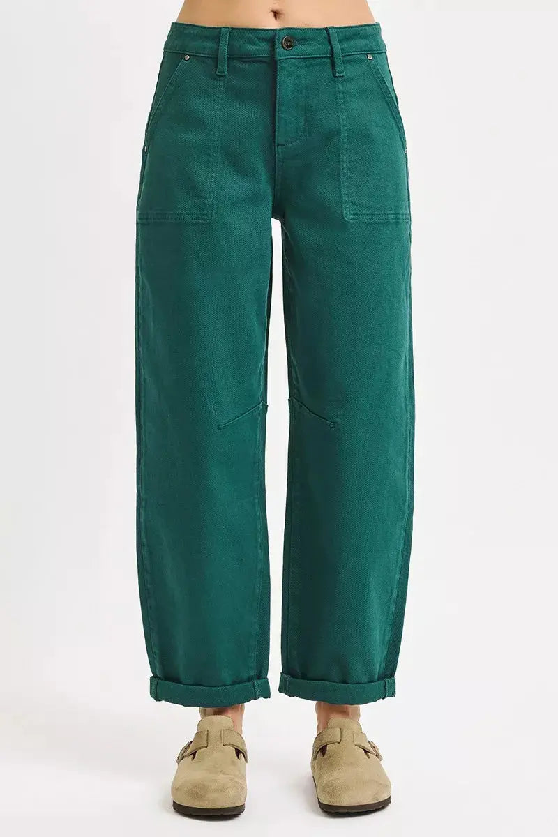 RISEN High Rise Ankle Cuffed Barrel Pants  Style Ratio