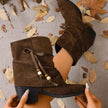 Suede Ankle Boots with Bow Accent  Style Ratio