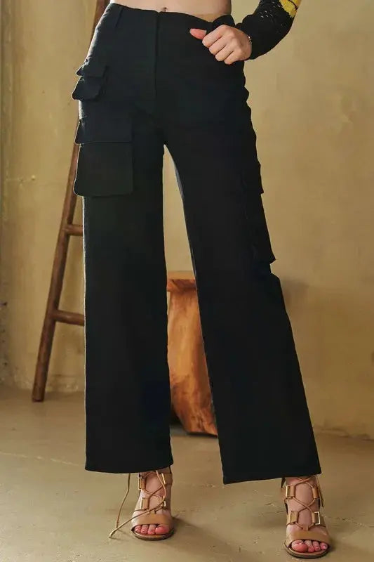 Davi & Dani Flap Pocket Mid Rise Cargo Pants  Style Ratio