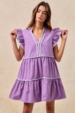 BiBi Gameday Theme Contrast Binding Ruffled Dress  Style Ratio