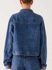 Button Down Cropped Oversized Denim Jacket  Style Ratio