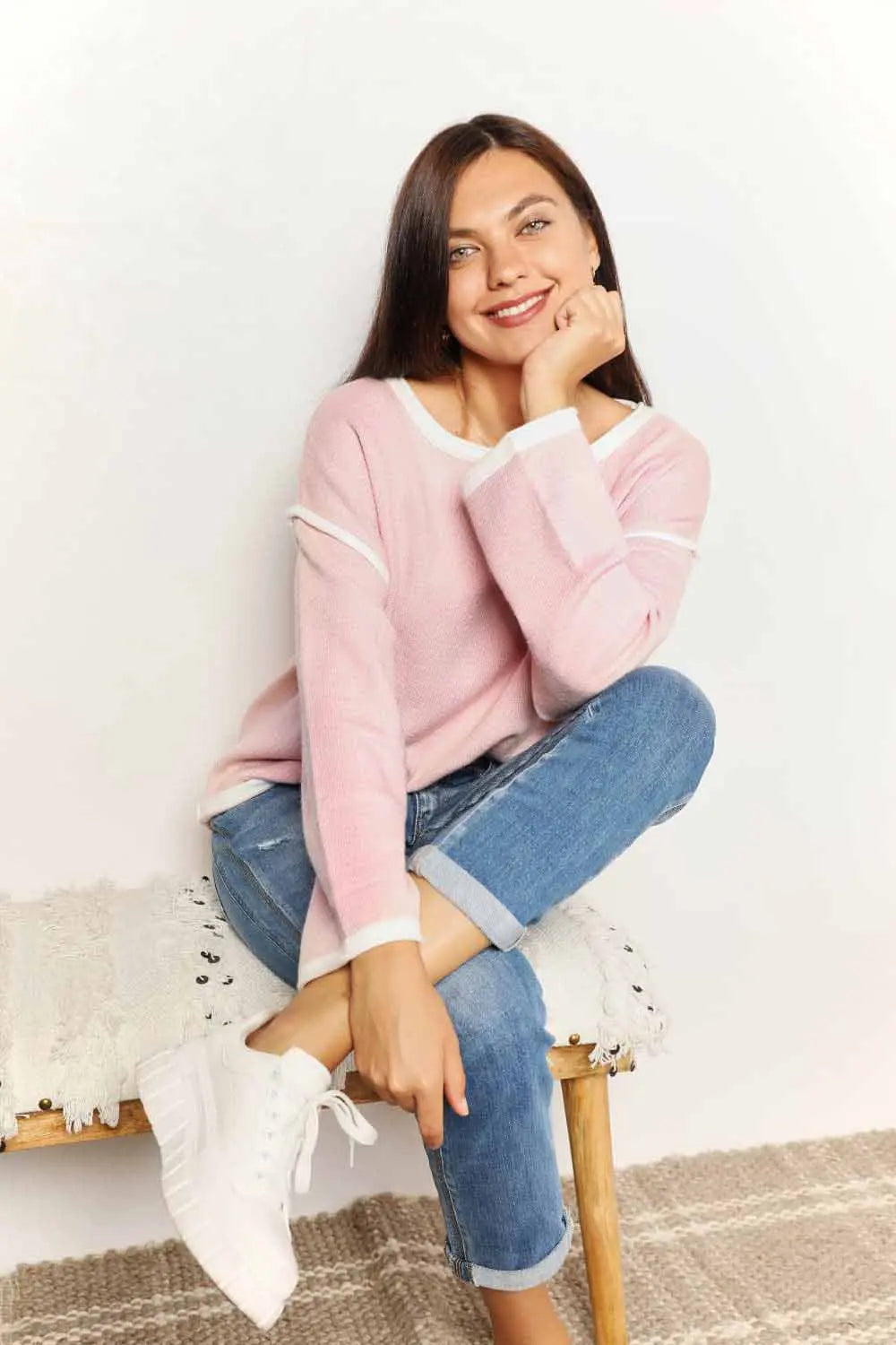 Angel Wings Contrast Detail Dropped Shoulder Sweatshirt  Style Ratio