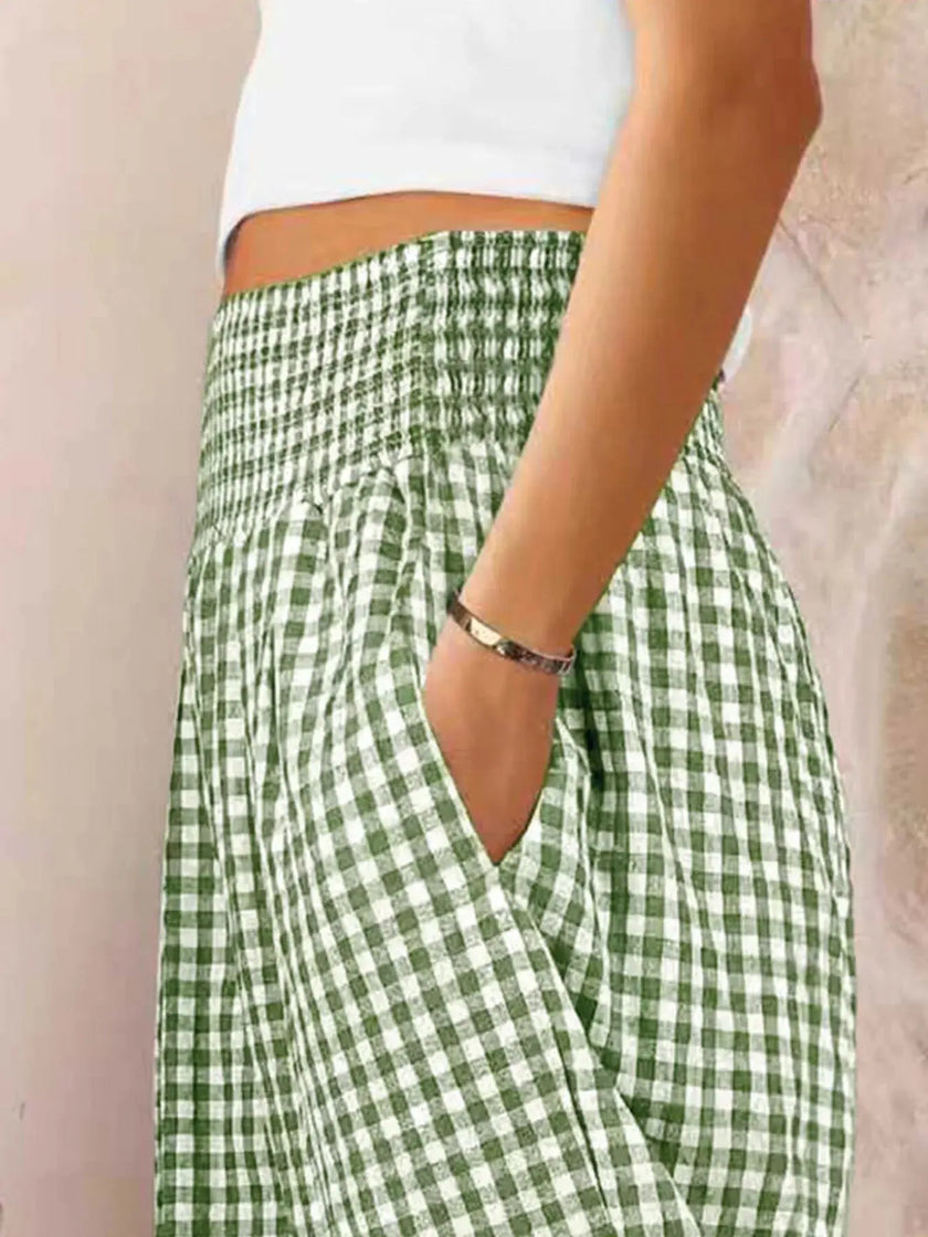 Gingham High-Waisted Wide Leg Pants  Style Ratio