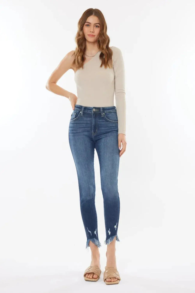 Kancan Raw Hem High Waist Cropped Jeans  Style Ratio
