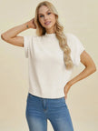 Double Take Full Size Mock Neck Short Sleeve Sweater  Style Ratio