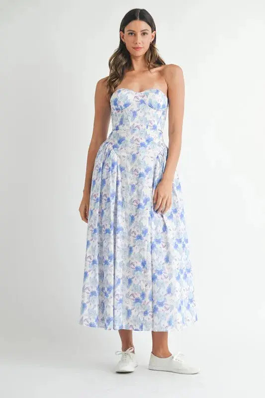 Mable Sweetheart Neckline Floral Printed Midi Dress  Style Ratio