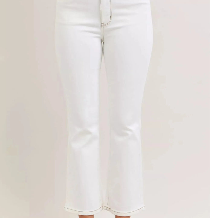 Judy Blue Contrast Stitching Cropped Flare Jeans  Style Ratio