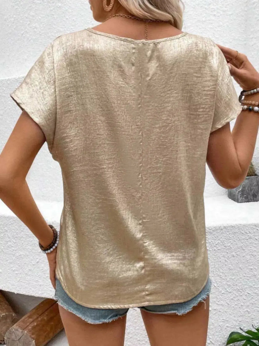 Round Neck Relaxed Fit Short Sleeve Shirt  Style Ratio