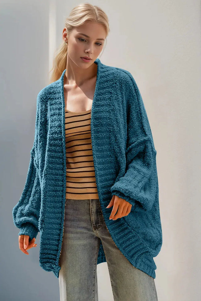 Double Take Full Size Open Front Long Sleeve Cardigan  Style Ratio