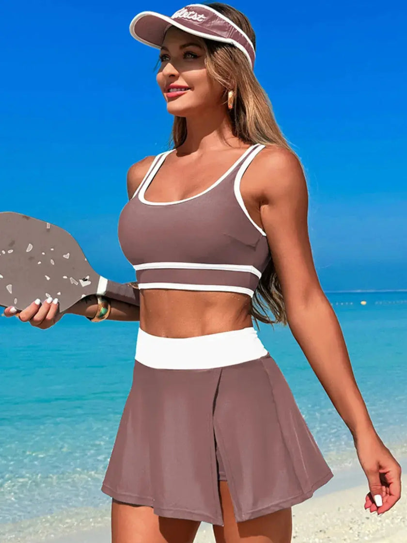 Scoop Neck Top and Skort Swim Set  Style Ratio