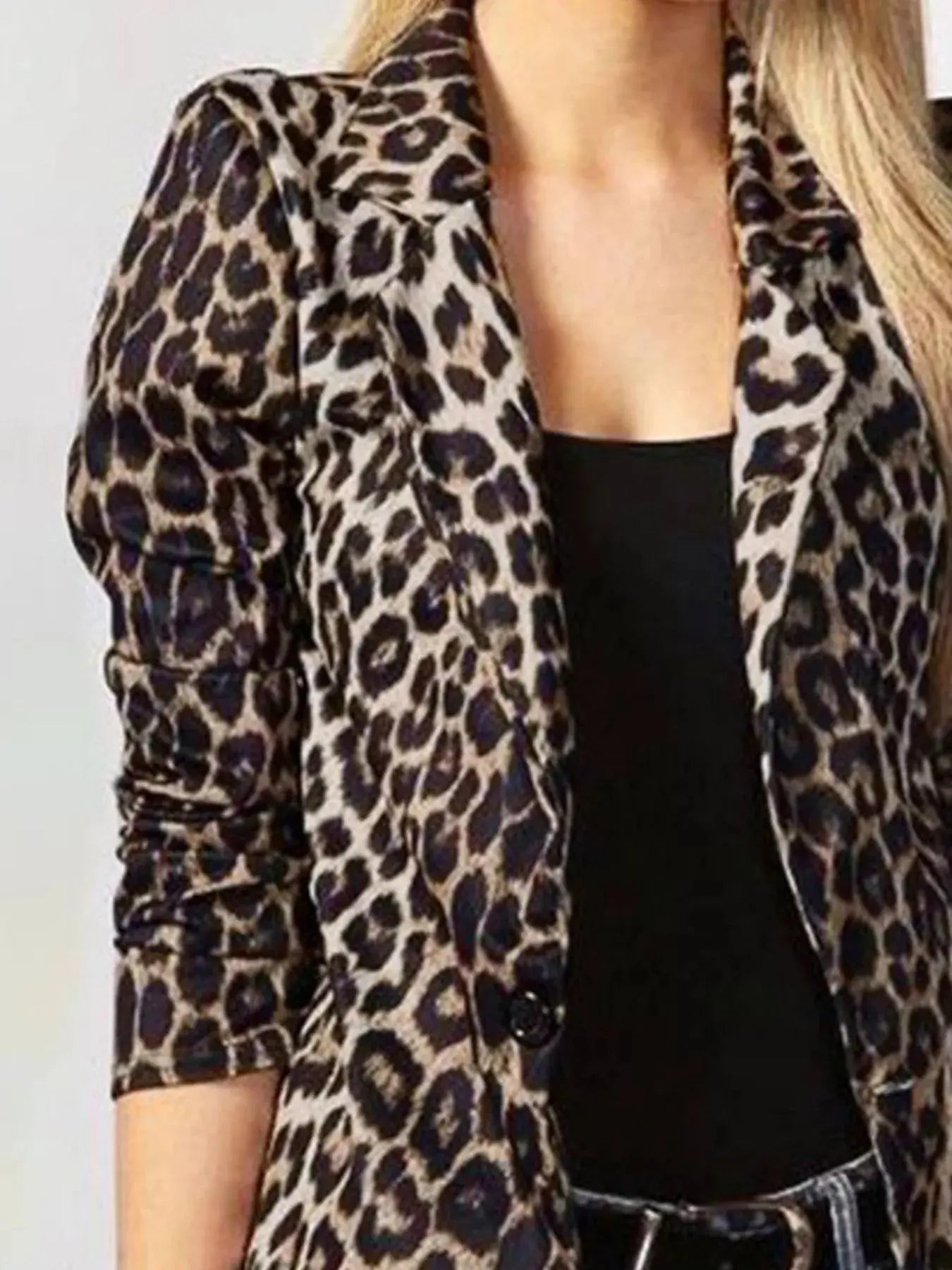 Leopard Print One Button Blazer  Style Ratio