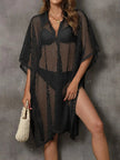 Sheer Mesh Button Up Cover Up  Style Ratio