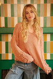 BiBi Chunky Knit Sweater with Flower Detail Sleeves  Style Ratio