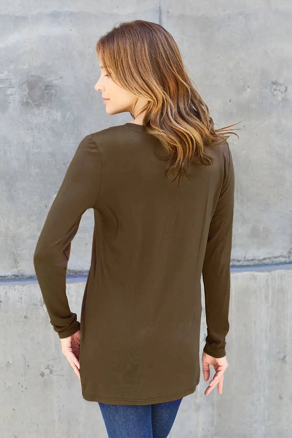 Basic Bae Full Size Round Neck Long Sleeve Top  Style Ratio