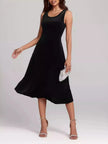 Round Neck Sleeveless Velvet A-Line Midi Dress  Style Ratio