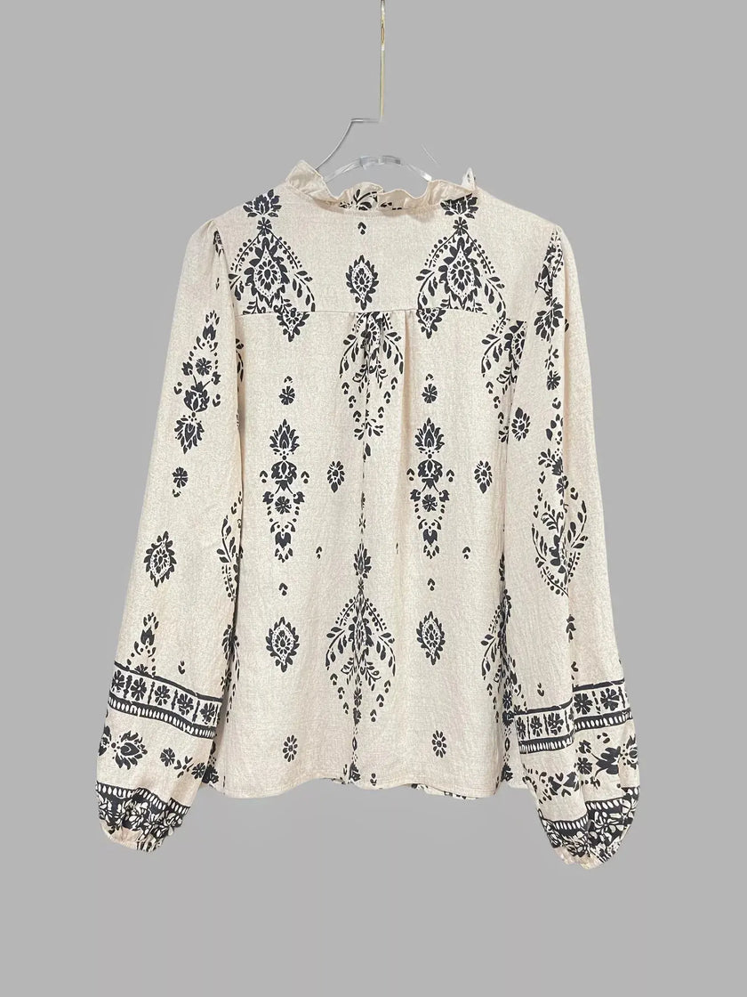 Printed Long Sleeve Blouse  Style Ratio