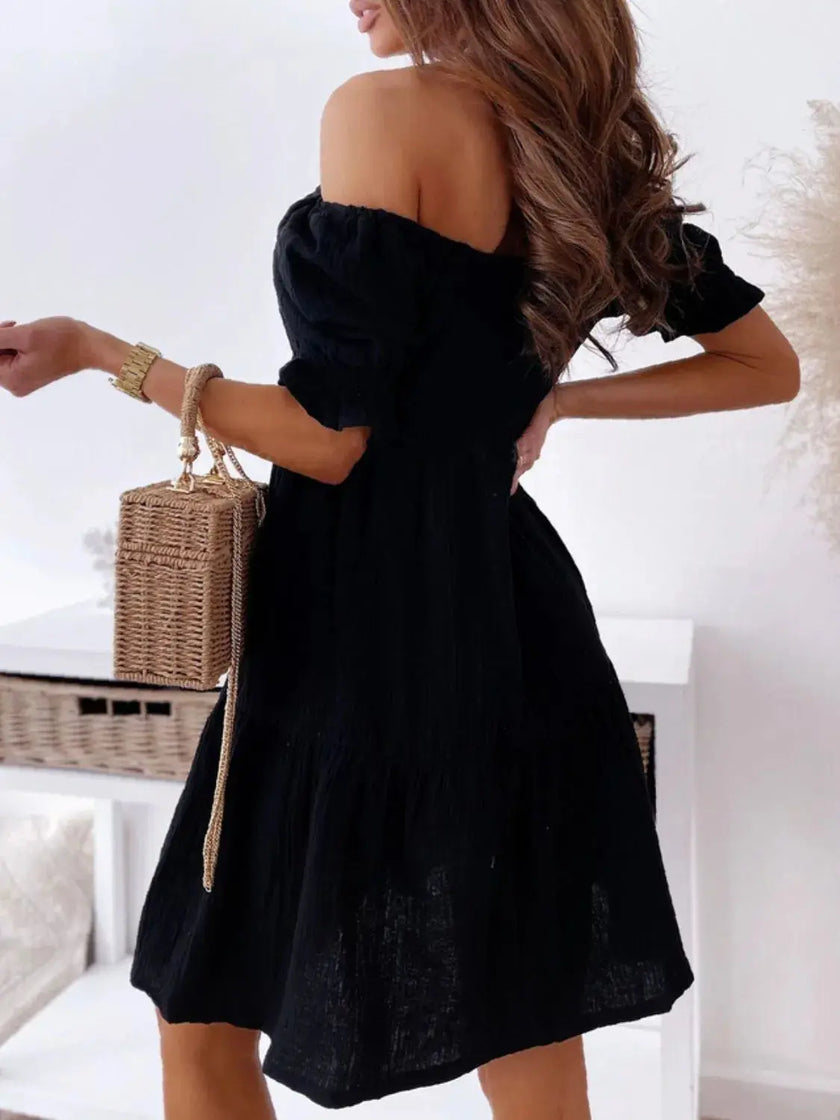 Smocked Off-Shoulder Mini Dress  Style Ratio