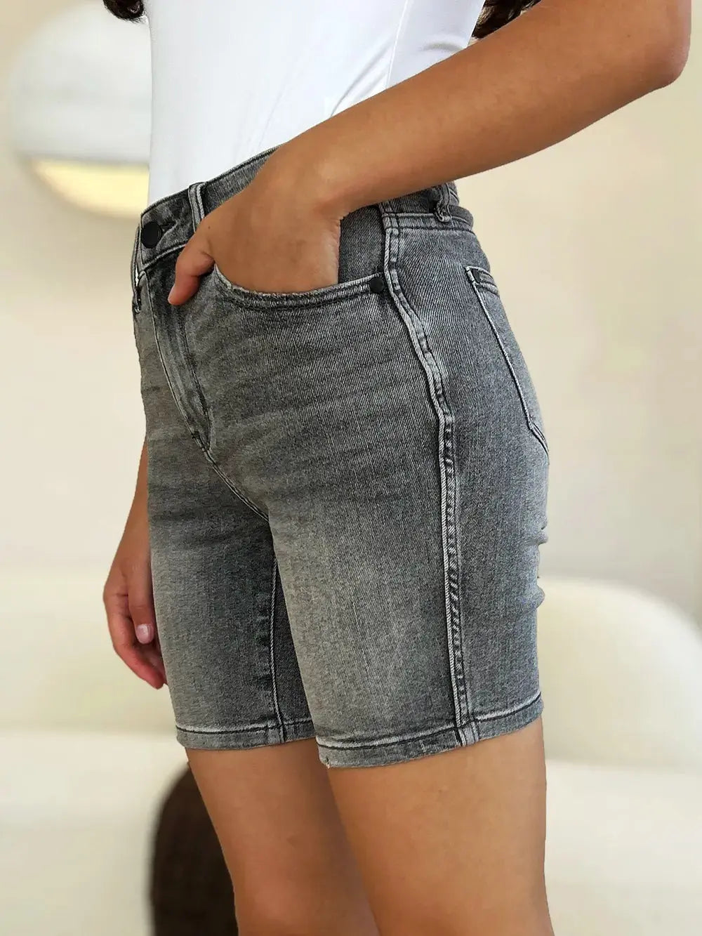 Judy Blue Full Size High Waist Washed Denim Shorts  Style Ratio