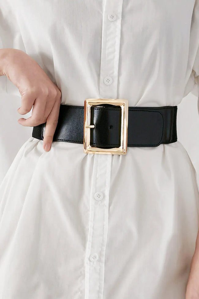 Rectangle Buckle Elastic Wide Belt  Style Ratio