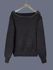 Studded Single Shoulder Knit Top  Style Ratio
