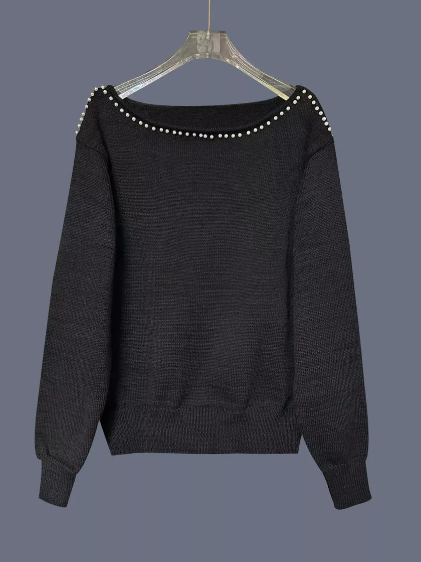 Studded Single Shoulder Knit Top  Style Ratio