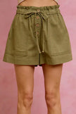 SO ME Paper Bag Patch Pocket Drawstring Twill Shorts  Style Ratio