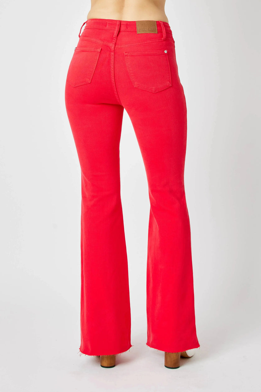 Judy Blue Full Size Hw Tummy Control Garment Dyed Flare Jeans  Style Ratio