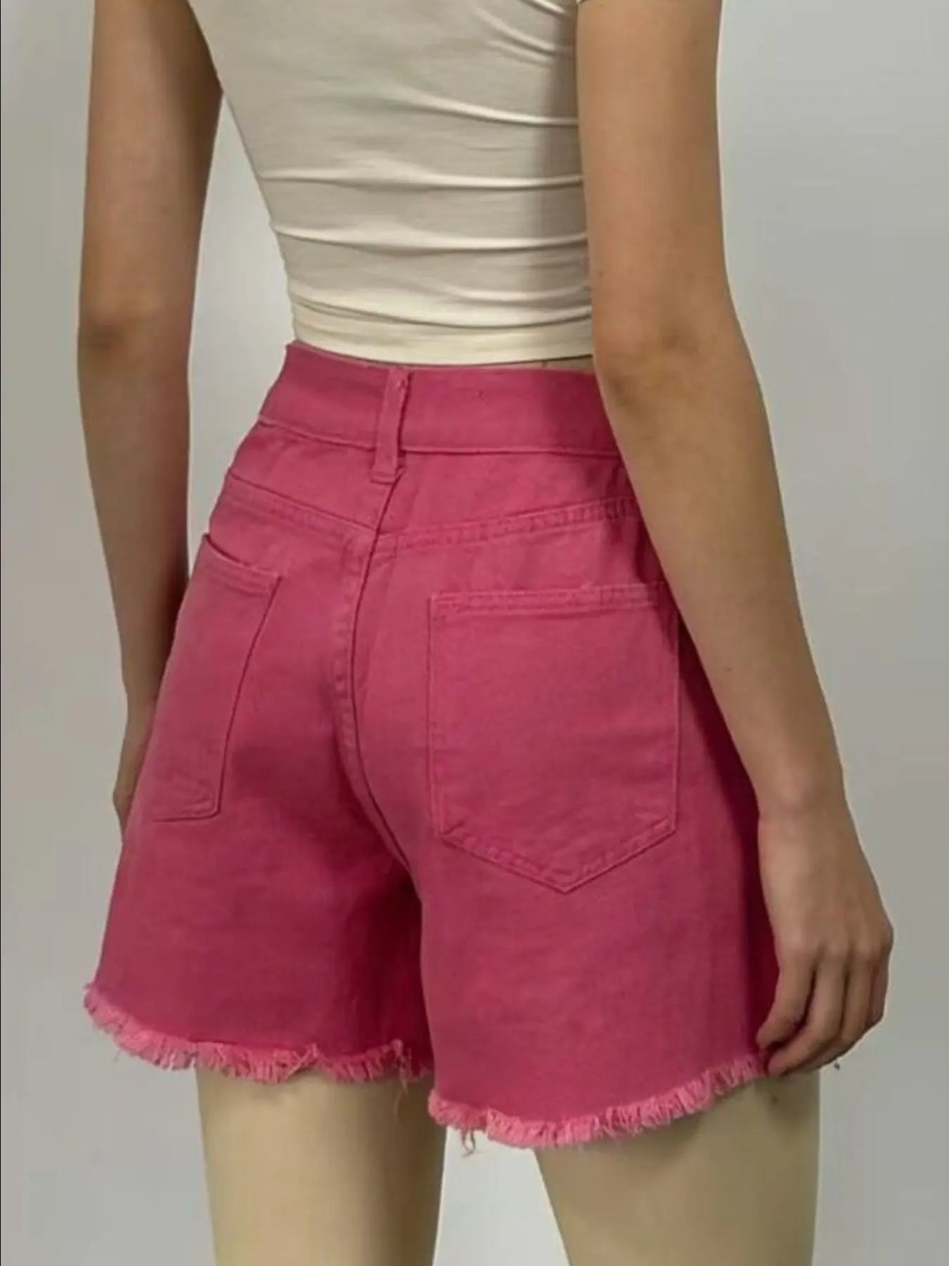 Rhinestone Chain Raw Hem Denim Shorts  Style Ratio